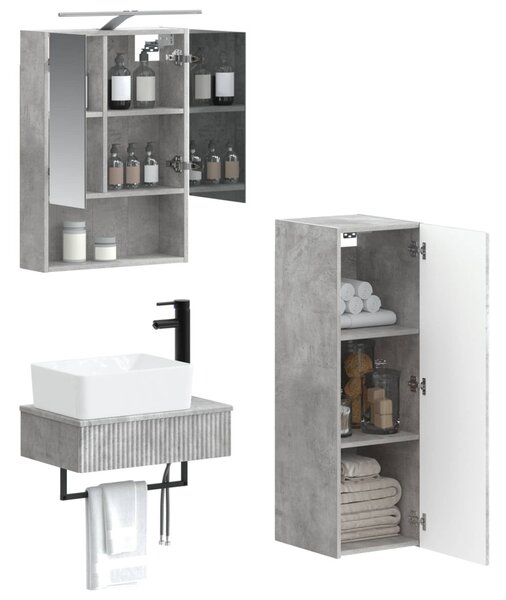 Fürdőszobai Szekrény Szett 4 pcs Betonszürke 50 x 14,5 x 70 cm