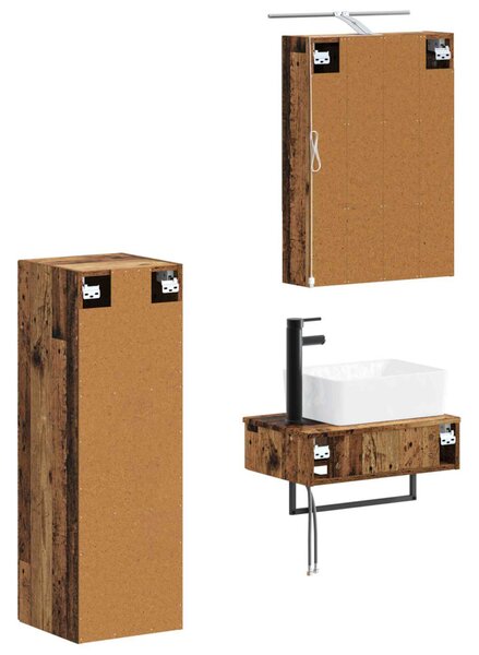 Fürdőszobai Szekrény Szett 4 pcs Antik Fa 50 x 14,5 x 70 cm