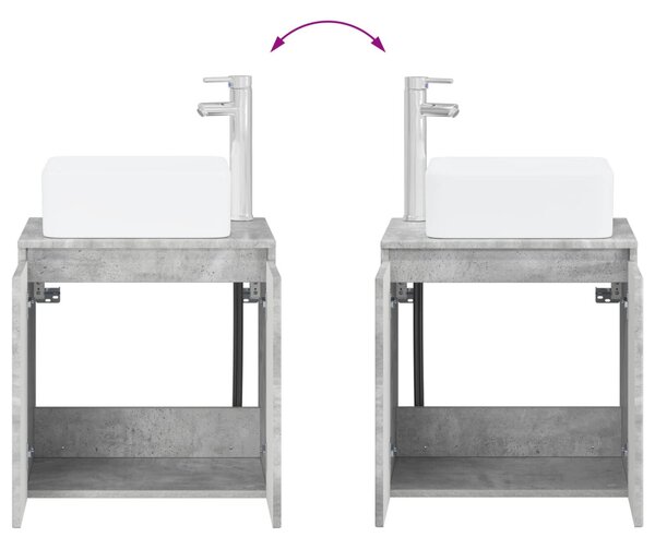 Fürdőszoba bútor szett 4 pcs Betonszürke Szerelt fa és Üveg
