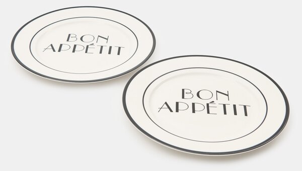 Sinsay - Kerámia tányérok Bon appétit felirattal 2 pack - többszínű
