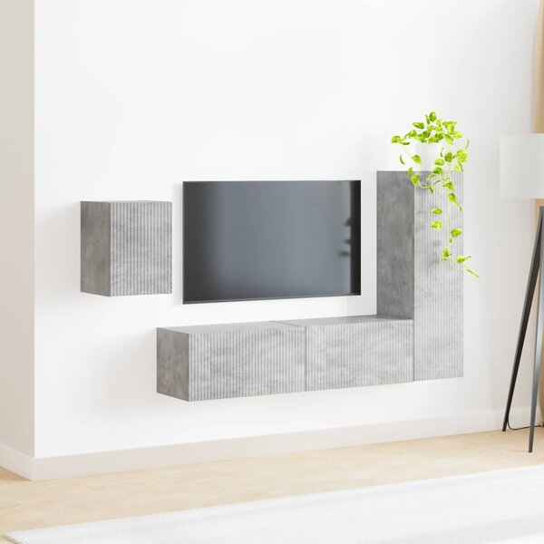 TV szekrény garnitúra 4 db Beton Szürke Szerelt Fa