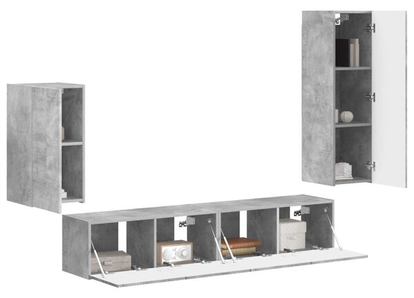 TV szekrény garnitúra 4 pcs Beton Szürke Faanyag