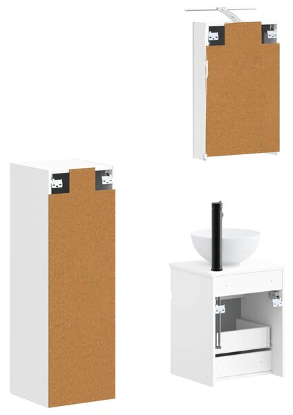 Fürdőszoba bútor szett 4 pcs Fehér Szerelt fa és Üveg