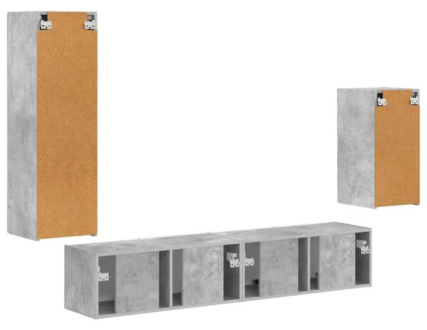 TV szekrény garnitúra 4 pcs Beton Szürke Faanyag