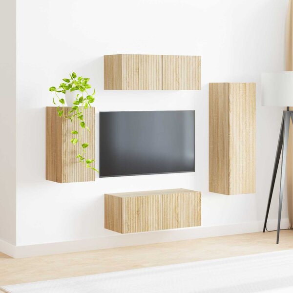 TV szekrény garnitúra 4 pcs Sonoma tölgy Faanyag
