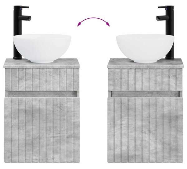 Fürdőszoba bútor szett 4 pcs Betonszürke Szerelt fa és Üveg