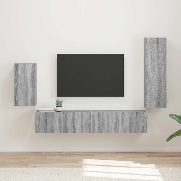 TV szekrény garnitúra 4 pcs Szürke Sonoma Faanyag