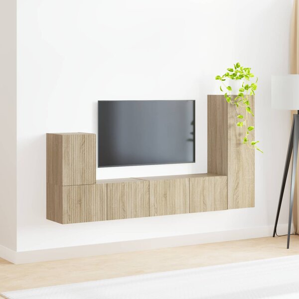 TV szekrény garnitúra 3 pcs Sonoma tölgy Faanyag