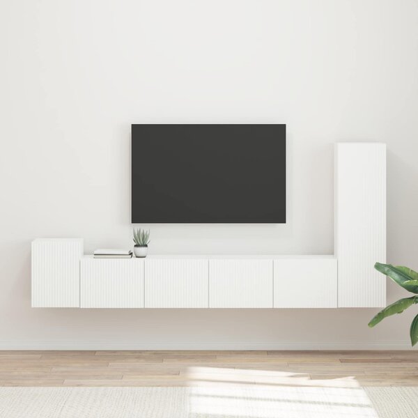 TV szekrény garnitúra Falra szerelhető 3 pcs Fehér Faanyag