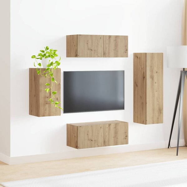 TV szekrény garnitúra 4 pcs Artisan tölgy Faanyag