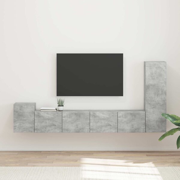 TV szekrény garnitúra 3 pcs Beton Szürke Faanyag
