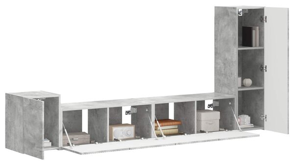 TV szekrény garnitúra 3 pcs Beton Szürke Faanyag