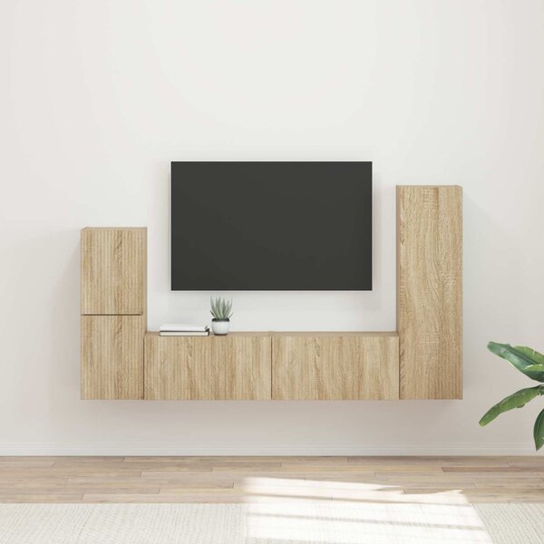 TV szekrény garnitúra 4 pcs Sonoma tölgy Faanyag