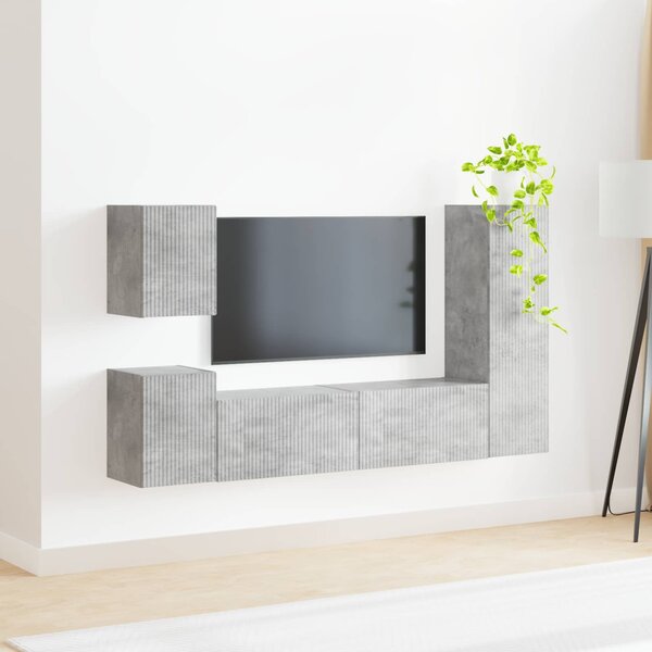 TV szekrény garnitúra 4 pcs Beton Szürke Faanyag