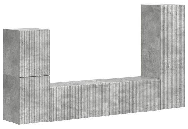 TV szekrény garnitúra 4 pcs Beton Szürke Faanyag