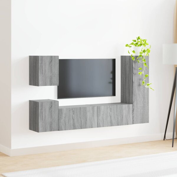 TV szekrény garnitúra 4 pcs Szürke Sonoma Faanyag