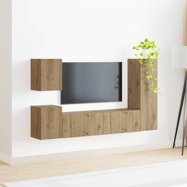 TV szekrény garnitúra 4 pcs Artisan tölgy Faanyag