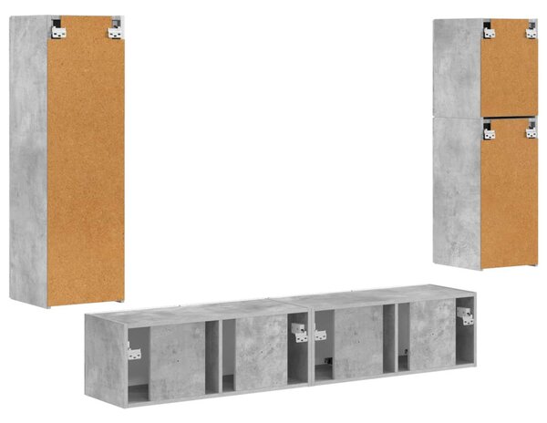 TV szekrény garnitúra 4 pcs Beton Szürke Faanyag