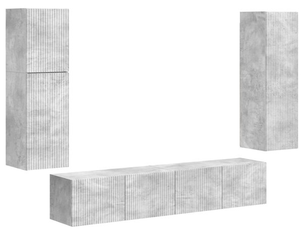 TV szekrény garnitúra 4 pcs Beton Szürke Faanyag