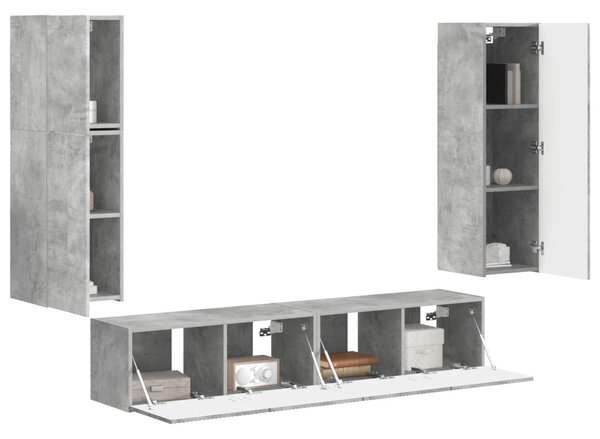 TV szekrény garnitúra 4 pcs Beton Szürke Faanyag