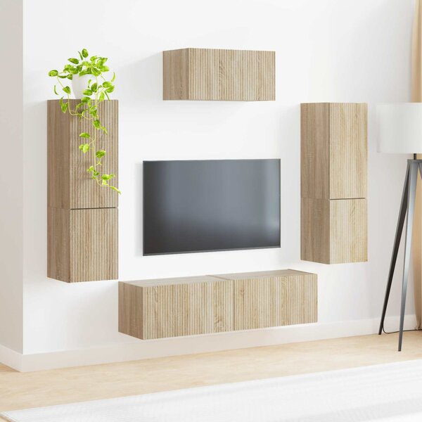 TV szekrény garnitúra 4 pcs Sonoma tölgy Faanyag