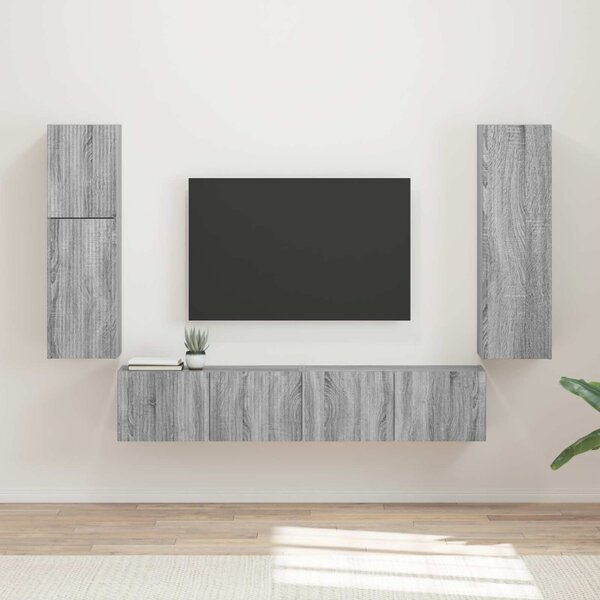 TV szekrény garnitúra 4 pcs Szürke Sonoma Faanyag
