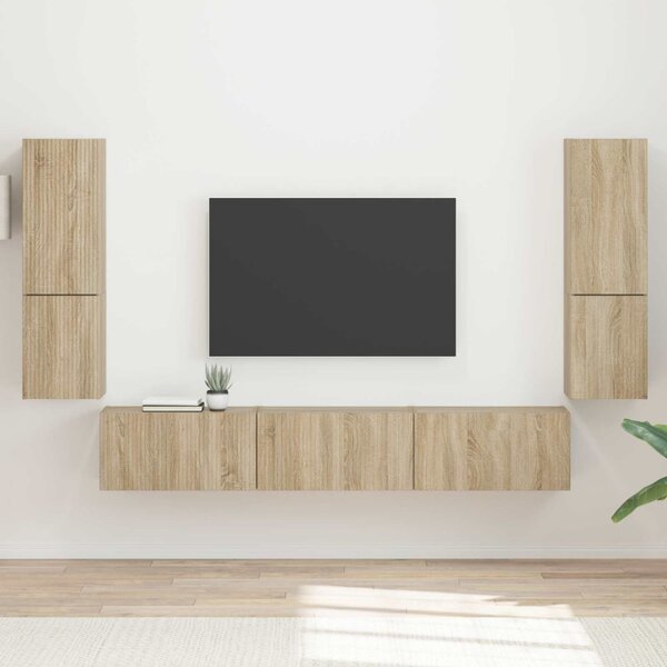 TV szekrény garnitúra 4 pcs Sonoma tölgy Faanyag