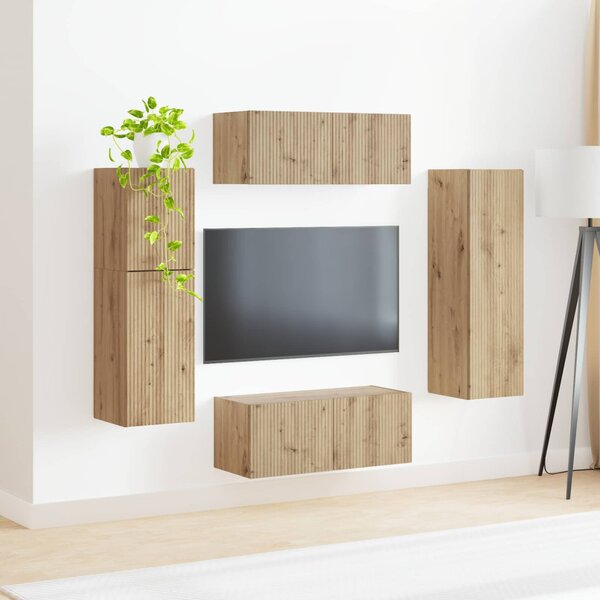 TV szekrény garnitúra 4 pcs Artisan tölgy Faanyag