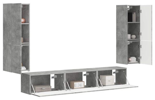 TV szekrény garnitúra 4 pcs Beton Szürke Faanyag