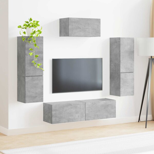 TV szekrény garnitúra 4 pcs Beton Szürke Faanyag