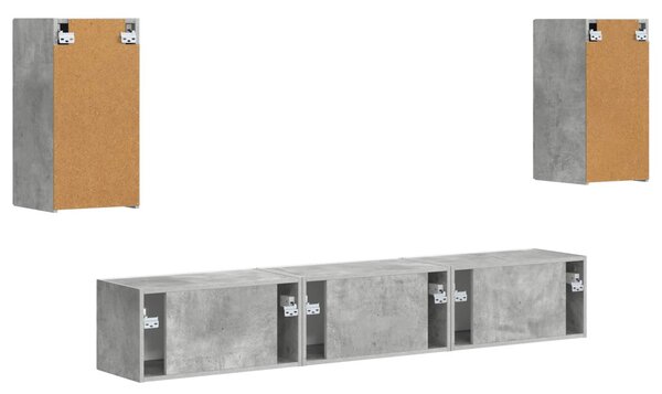 TV szekrény garnitúra 5 pcs Beton Szürke Faanyag