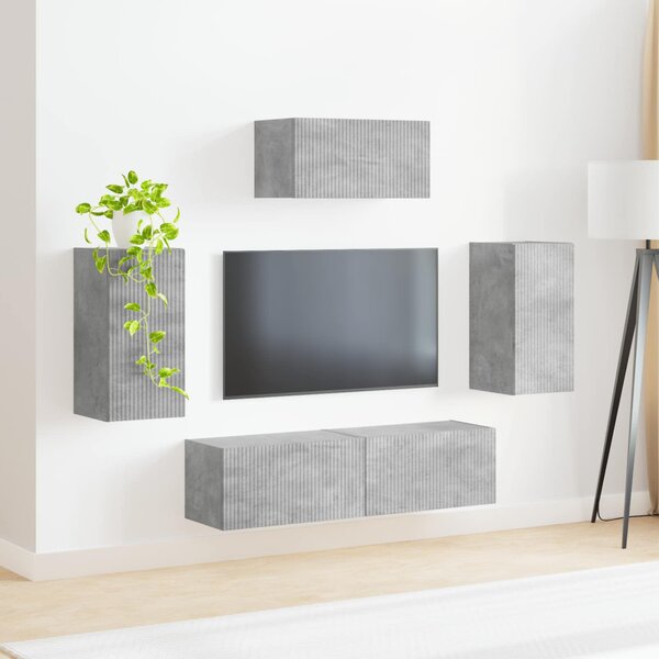 TV szekrény garnitúra 5 pcs Beton Szürke Faanyag