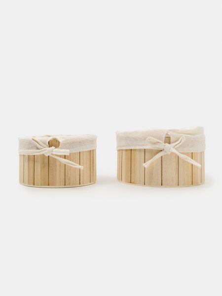 Sinsay - Bambusz kosár készlet belső béléssel 2 pack - bézs