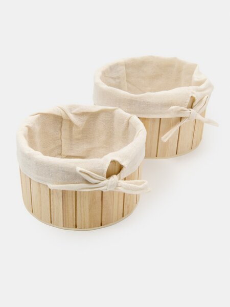 Sinsay - Bambusz kosár készlet belső béléssel 2 pack - bézs
