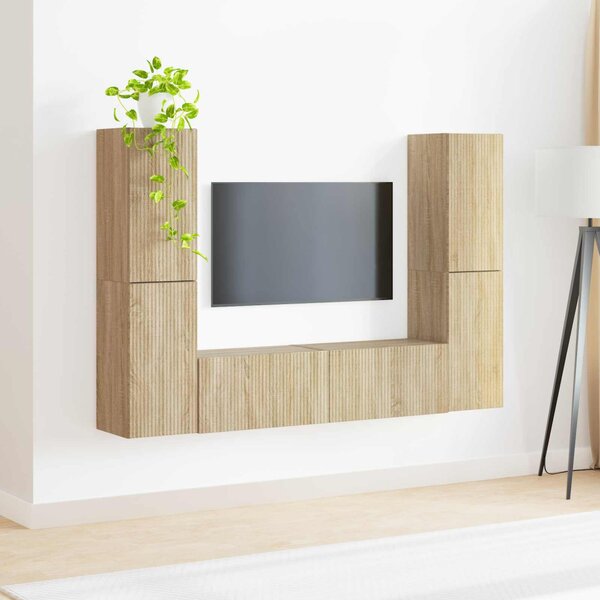 TV szekrény garnitúra 6 pcs Sonoma tölgy Faanyag