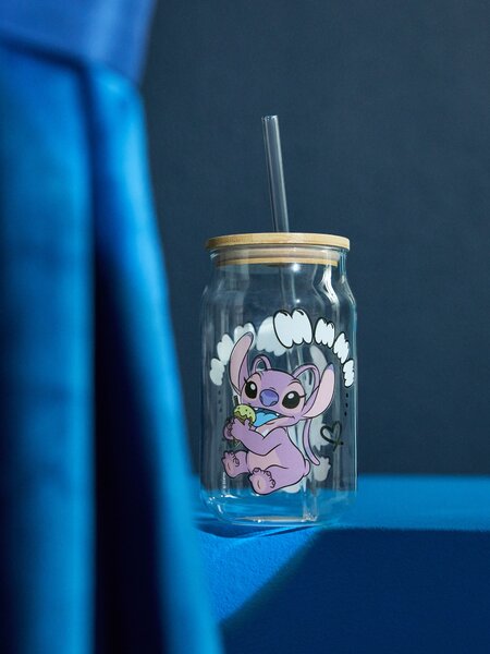 Sinsay - Üveg bögre fedéllel és szívószállal Lilo & Stitch - többszínű
