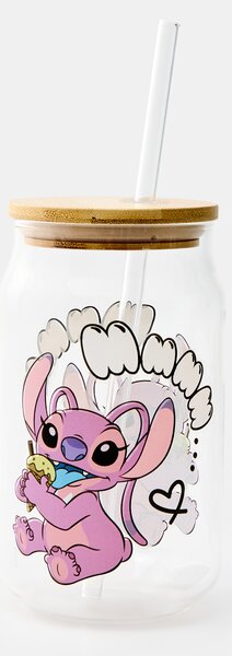 Sinsay - Üveg bögre fedéllel és szívószállal Lilo & Stitch - többszínű