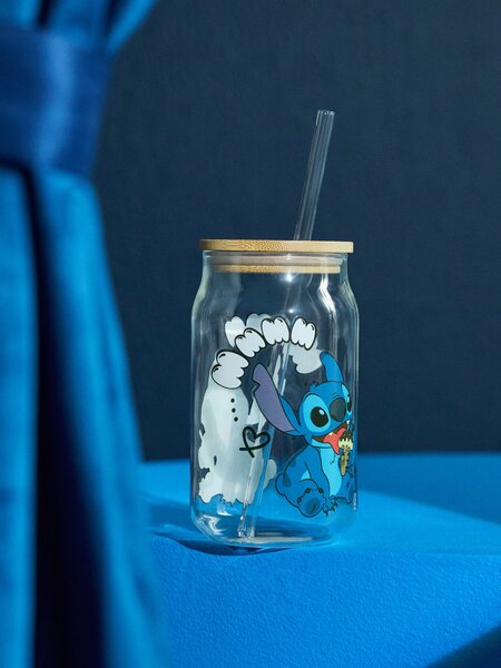 Sinsay - Üveg bögre fedéllel és szívószállal Stitch - többszínű