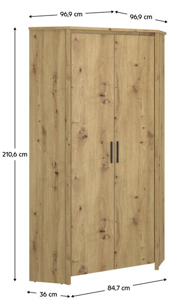 KONDELA Sarokszekrény 2D, artisan tölgy, AIRON