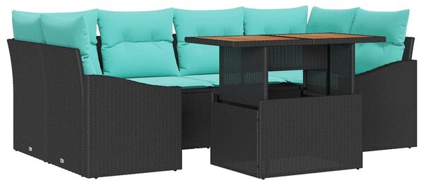 Kert étkező szett párnával 7 pcs Fekete és Kékeszöld
