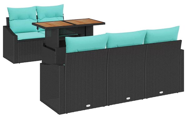 Kert étkező szett párnával 6 pcs Fekete és Kékeszöld
