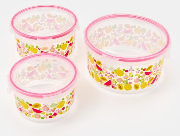 Sinsay - Élelmiszertároló doboz szett fedéllel és gyümölcsmintával 3 pack - többszínű