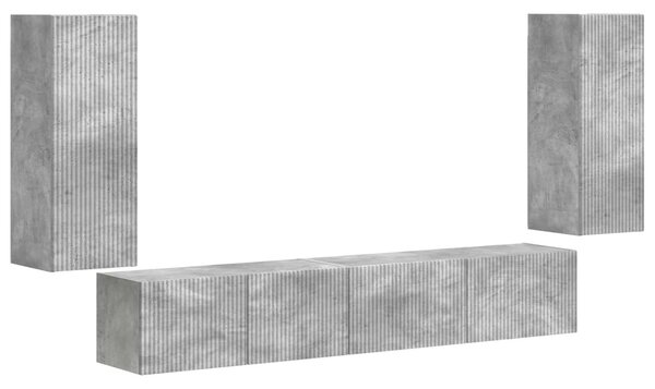 TV szekrény garnitúra 4 pcs Beton Szürke Faanyag