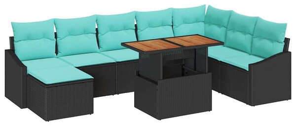 Kert étkező szett párnával 9 pcs Fekete és Kékeszöld