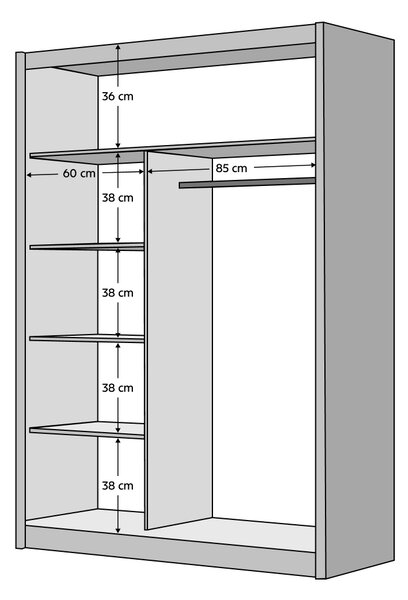 KONDELA Tolóajtós szekrény, fehér/craft tölgy, 150x215 cm, LADDER
