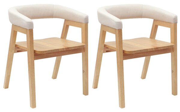 Étkező Székek 2 pcs Természetes 54 x 57 x 73 cm Tömör Gumi Fa