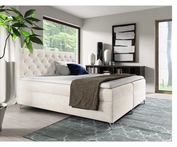 KONDELA Boxspring ágy, 120x200, fehér Velvet szövet, GULIETTE + ajándék