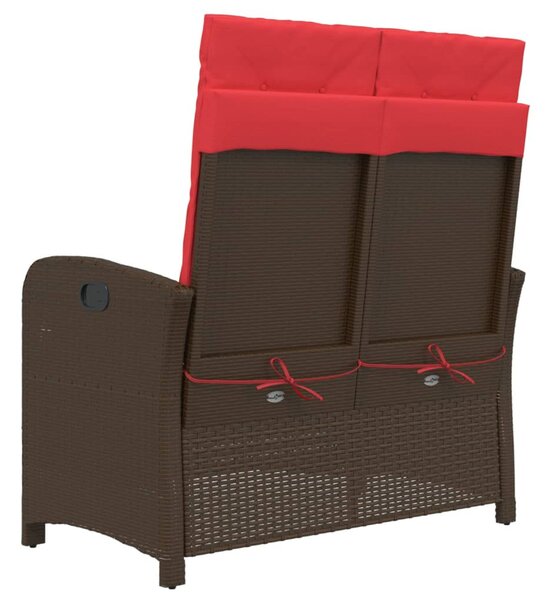 Barna polyrattan dönthető kerti pad párnával