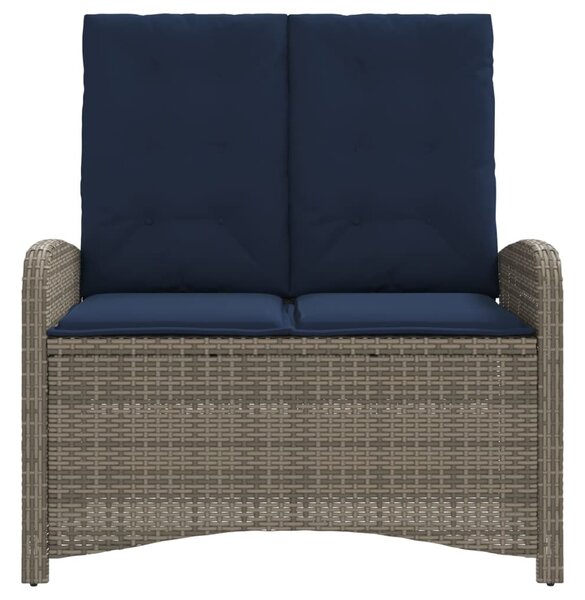 Szürke polyrattan dönthető kerti pad párnával
