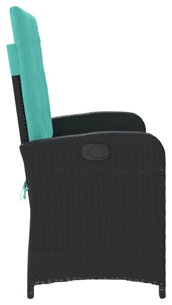 Fekete polyrattan dönthető kerti pad párnával